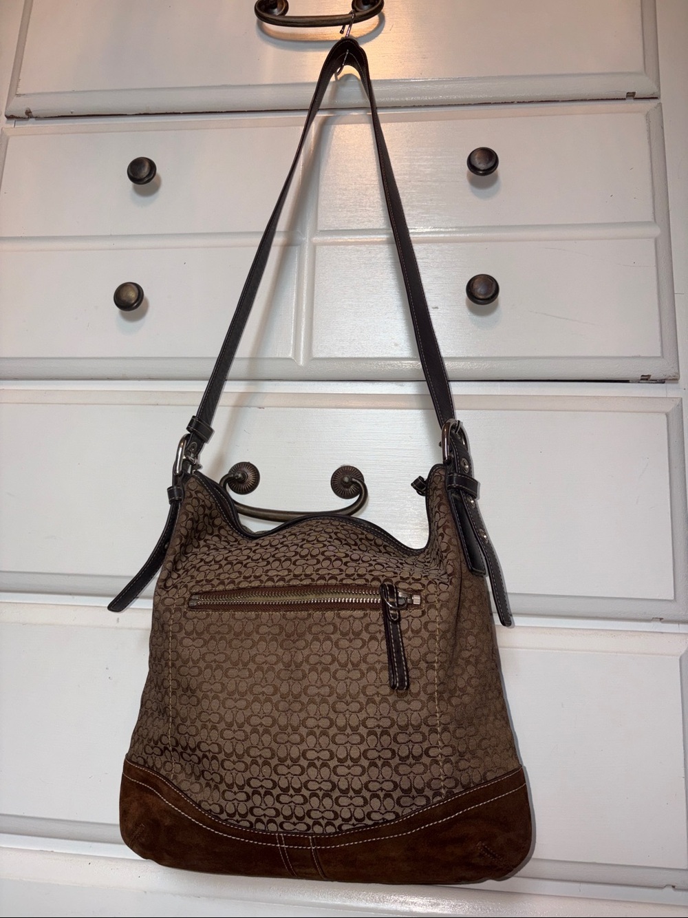 Coach signature C’s convertible crossbody with suede and leather